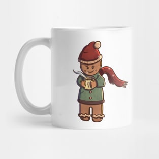 Christmas gingerbread man drinking a coffee Mug